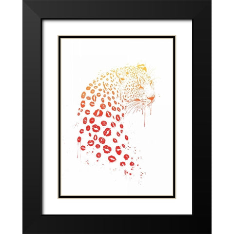 Kiss Me Black Modern Wood Framed Art Print with Double Matting by Solti, Balazs