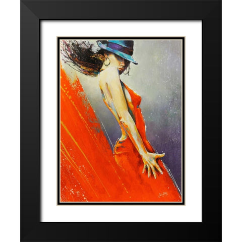 Rubi Black Modern Wood Framed Art Print with Double Matting by Staples, Colin John