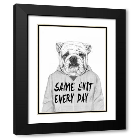 Same Shit Everyday Black Modern Wood Framed Art Print with Double Matting by Solti, Balazs