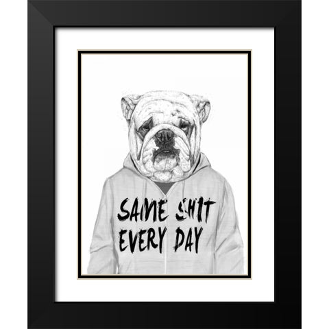Same Shit Everyday Black Modern Wood Framed Art Print with Double Matting by Solti, Balazs