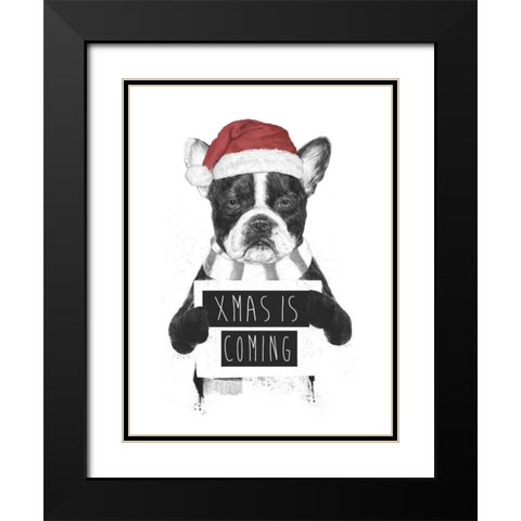 Xmas is Coming Black Modern Wood Framed Art Print with Double Matting by Solti, Balazs