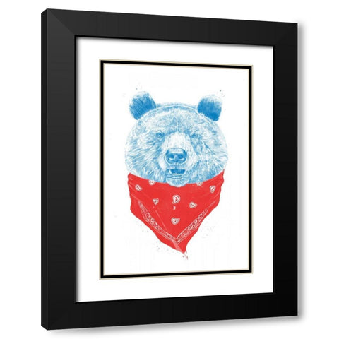 Wild Bear Black Modern Wood Framed Art Print with Double Matting by Solti, Balazs