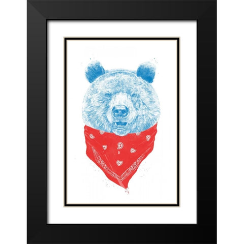 Wild Bear Black Modern Wood Framed Art Print with Double Matting by Solti, Balazs