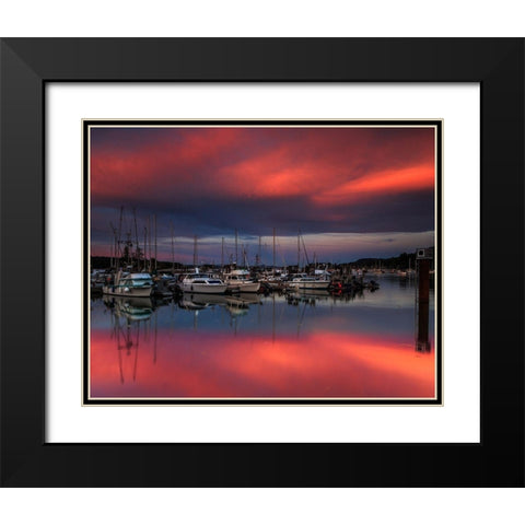 Ganges Harbor Sunset Black Modern Wood Framed Art Print with Double Matting by Severn, Shawn/Corinne