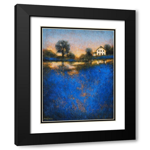 Blue Fields Black Modern Wood Framed Art Print with Double Matting by Stotts, Thomas