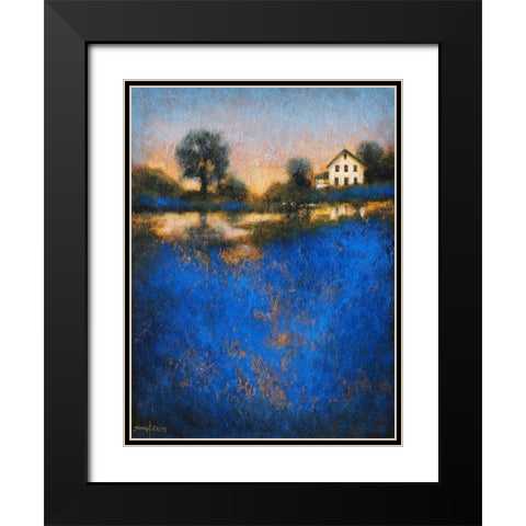 Blue Fields Black Modern Wood Framed Art Print with Double Matting by Stotts, Thomas