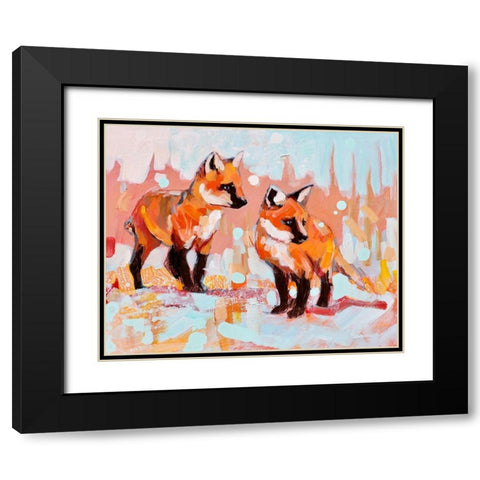 My Heart Black Modern Wood Framed Art Print with Double Matting by Swanson, Adam