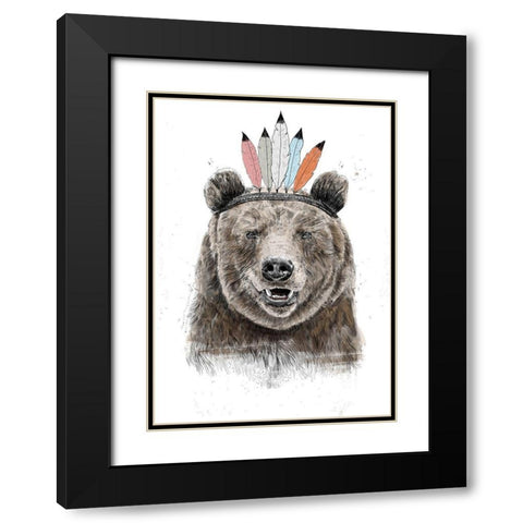 Festival Bear Black Modern Wood Framed Art Print with Double Matting by Solti, Balazs