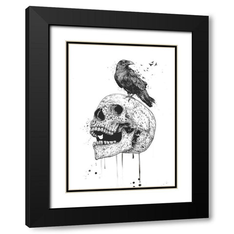 New Skull Black Modern Wood Framed Art Print with Double Matting by Solti, Balazs