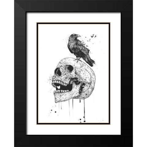 New Skull Black Modern Wood Framed Art Print with Double Matting by Solti, Balazs
