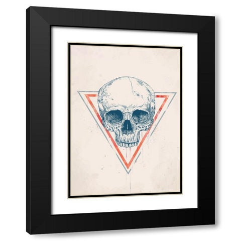 Skull in Triangle No. 2 Black Modern Wood Framed Art Print with Double Matting by Solti, Balazs