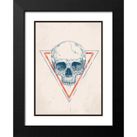 Skull in Triangle No. 2 Black Modern Wood Framed Art Print with Double Matting by Solti, Balazs