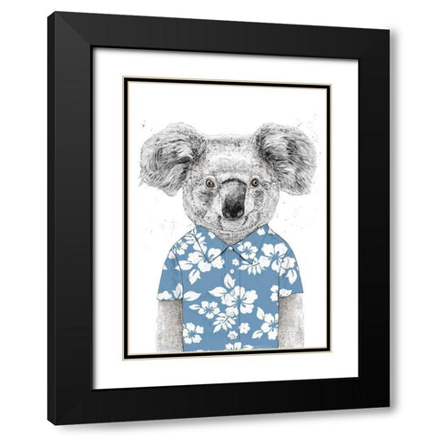 Summer Koala (Blue) Black Modern Wood Framed Art Print with Double Matting by Solti, Balazs