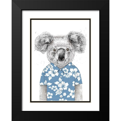 Summer Koala (Blue) Black Modern Wood Framed Art Print with Double Matting by Solti, Balazs