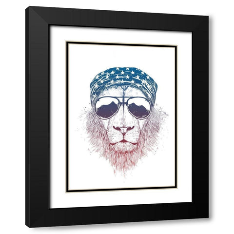 Wild Lion Black Modern Wood Framed Art Print with Double Matting by Solti, Balazs