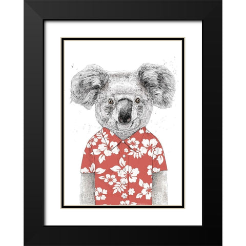 Summer Koala (Red) Black Modern Wood Framed Art Print with Double Matting by Solti, Balazs