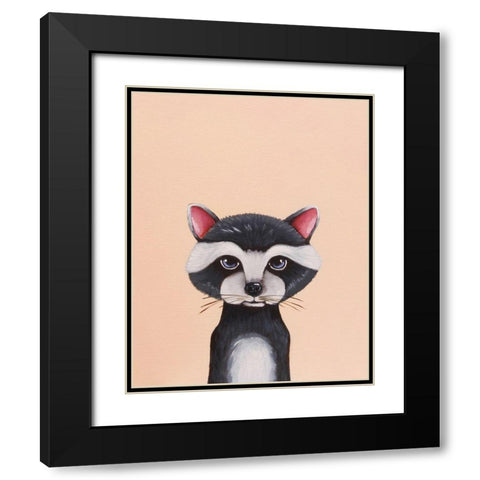 Baby Raccoon Black Modern Wood Framed Art Print with Double Matting by Stewart, Lucia