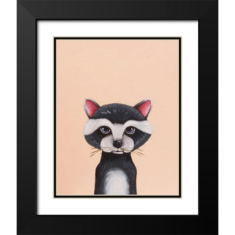 Baby Raccoon Black Modern Wood Framed Art Print with Double Matting by Stewart, Lucia