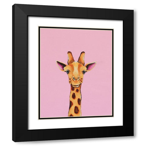 Baby Giraffe Black Modern Wood Framed Art Print with Double Matting by Stewart, Lucia