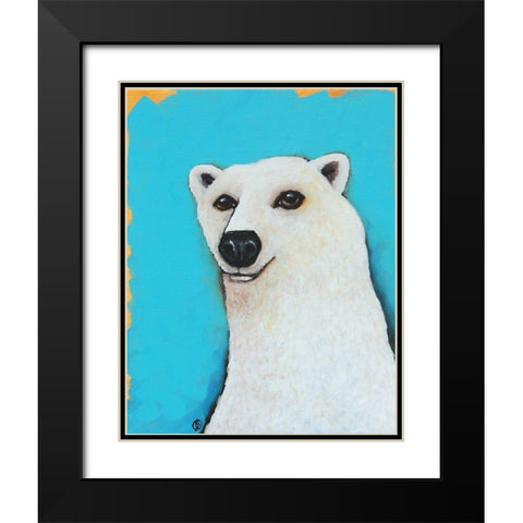 The Cute Polar Bear Black Modern Wood Framed Art Print with Double Matting by Stewart, Lucia