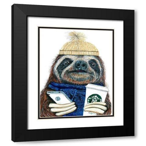Urban Sloth Black Modern Wood Framed Art Print with Double Matting by Symons, Melissa