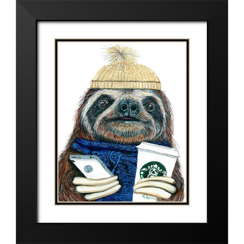 Urban Sloth Black Modern Wood Framed Art Print with Double Matting by Symons, Melissa