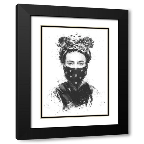 Rebel Girl Black Modern Wood Framed Art Print with Double Matting by Solti, Balazs