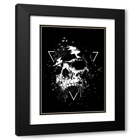 Skull X (BW) Black Modern Wood Framed Art Print with Double Matting by Solti, Balazs