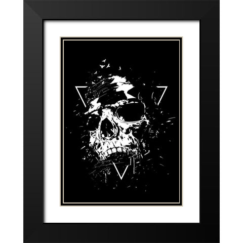 Skull X (BW) Black Modern Wood Framed Art Print with Double Matting by Solti, Balazs