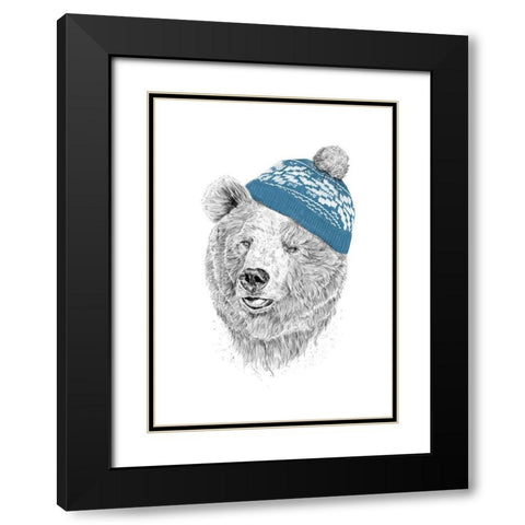 Hello Winter Black Modern Wood Framed Art Print with Double Matting by Solti, Balazs