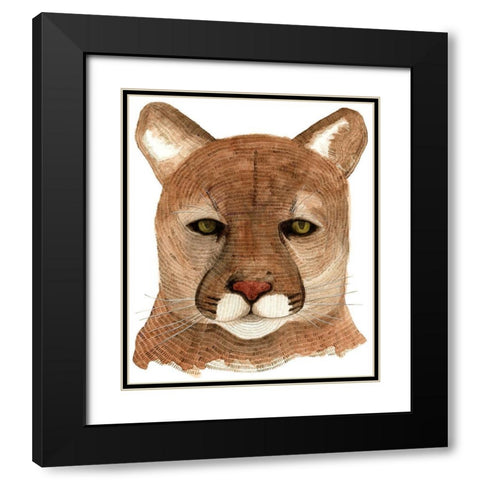 Cougar Black Modern Wood Framed Art Print with Double Matting by Saylor, Jeannine