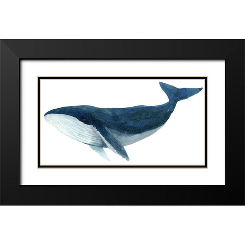 Humpback Whale - Blue Black Modern Wood Framed Art Print with Double Matting by Saylor, Jeannine