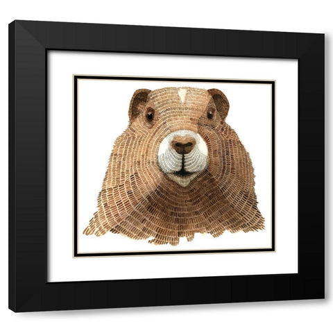 Marmot Black Modern Wood Framed Art Print with Double Matting by Saylor, Jeannine