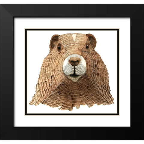 Marmot Black Modern Wood Framed Art Print with Double Matting by Saylor, Jeannine