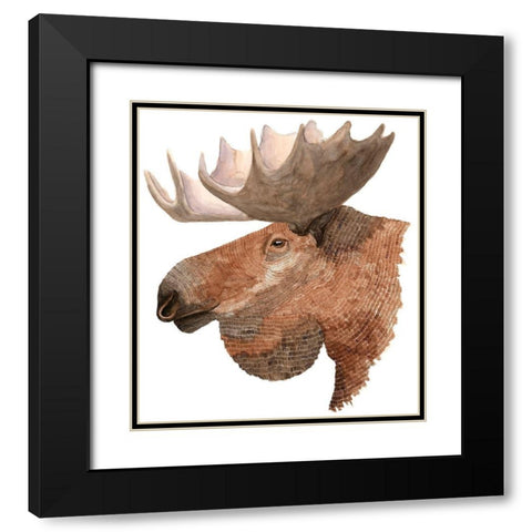 Moose Black Modern Wood Framed Art Print with Double Matting by Saylor, Jeannine