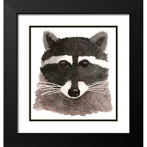 Raccoon Black Modern Wood Framed Art Print with Double Matting by Saylor, Jeannine