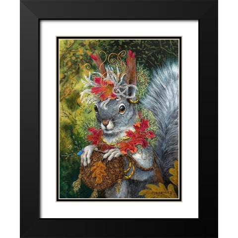 The Squirrelâ€™s Dream Black Modern Wood Framed Art Print with Double Matting by Schmitz, Carolyn
