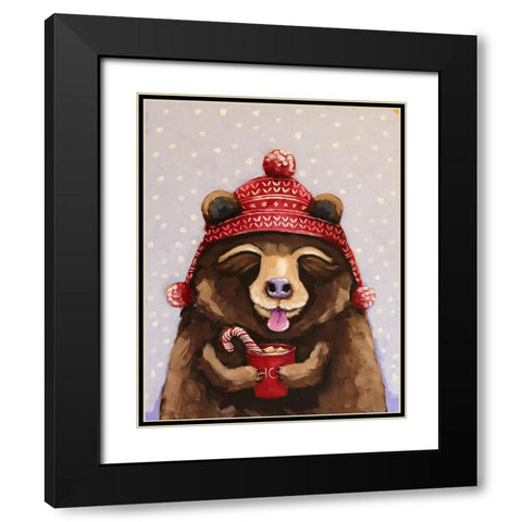 Hot Chocolate Bear Black Modern Wood Framed Art Print with Double Matting by Stewart, Lucia