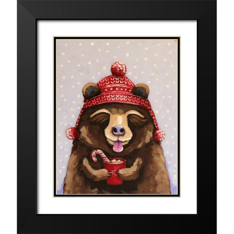 Hot Chocolate Bear Black Modern Wood Framed Art Print with Double Matting by Stewart, Lucia