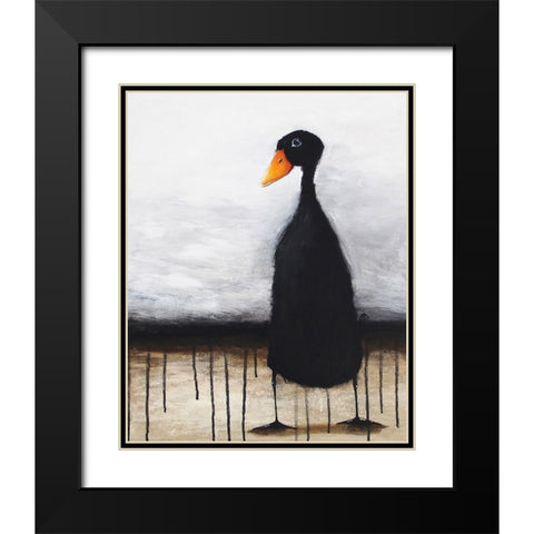 The Black Duck Black Modern Wood Framed Art Print with Double Matting by Stewart, Lucia