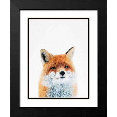 Fox Black Modern Wood Framed Art Print with Double Matting by Tai Prints