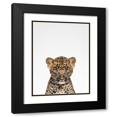 Leopard Black Modern Wood Framed Art Print with Double Matting by Tai Prints