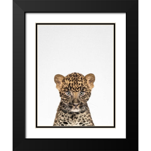 Leopard Black Modern Wood Framed Art Print with Double Matting by Tai Prints