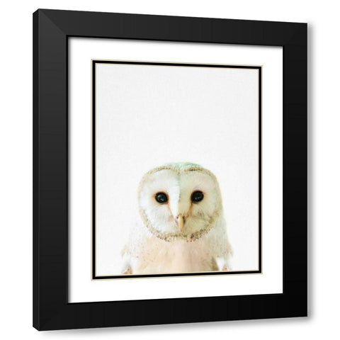Owl Black Modern Wood Framed Art Print with Double Matting by Tai Prints