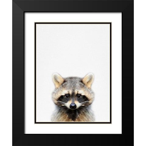 Raccoon Black Modern Wood Framed Art Print with Double Matting by Tai Prints