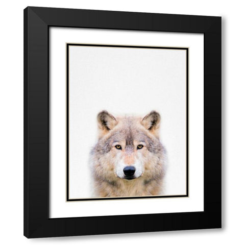 Wolf Black Modern Wood Framed Art Print with Double Matting by Tai Prints