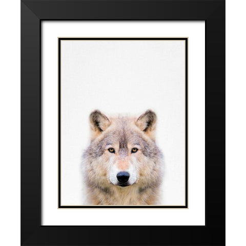 Wolf Black Modern Wood Framed Art Print with Double Matting by Tai Prints