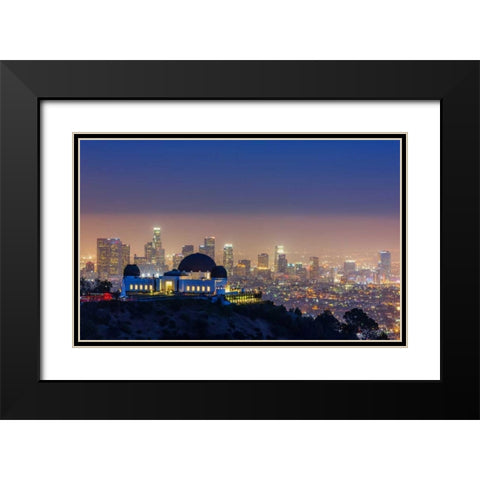 L.A. Skyline with Griffith Observatory Black Modern Wood Framed Art Print with Double Matting by Toby Harriman Visuals