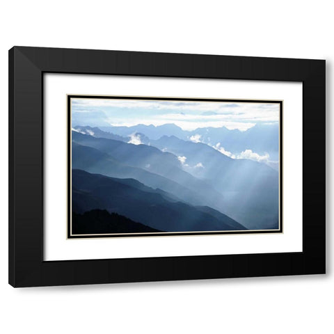 Himalayan Mountains Black Modern Wood Framed Art Print with Double Matting by Tai Prints