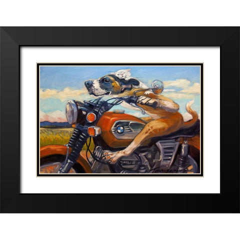 Fast and Furriest Black Modern Wood Framed Art Print with Double Matting by Townsend, Connie R.